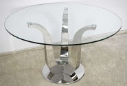 CLARA - Ø130CM MATBORD I ROSTFRITT STÅL/GLASSKIVA
