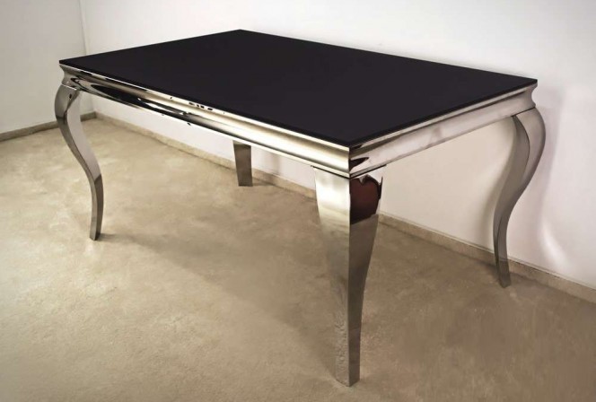 LUIS - 150X90CM MATBORD SILVER/SVART GLAS 2