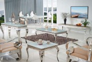 LUIS - 150X90CM MATBORD SILVER/FROSTAT GLAS