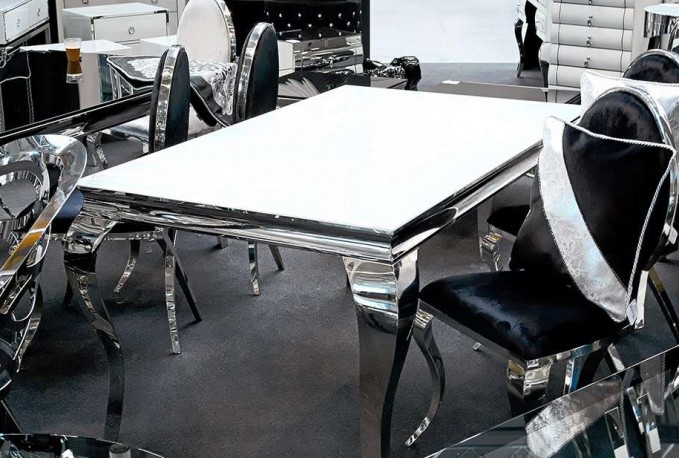LUIS - 150X90CM MATBORD SILVER/FROSTAT GLAS