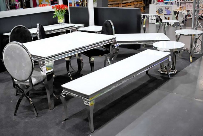 LUIS - 150X90CM MATBORD SILVER/FROSTAT GLAS