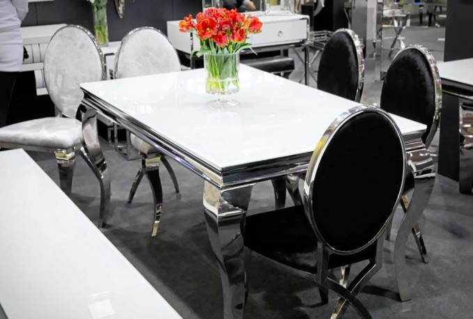 LUIS - 150X90CM MATBORD SILVER/FROSTAT GLAS