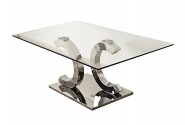 EIRA - 150X90CM MATBORD I ROSTFRITT STÅL/GLAS