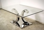 EIRA - 150X90CM MATBORD I ROSTFRITT STÅL/GLAS