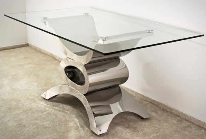 ODEN - 150X90CM MATBORD I GLAS/ROSTFRITT STÅL