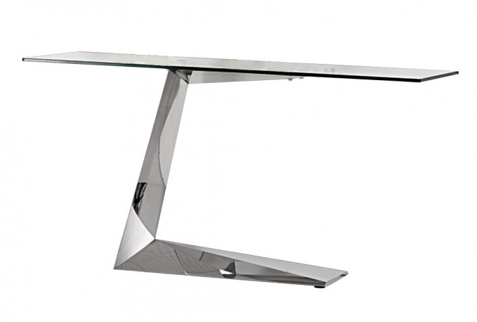 ARIELA - 150CM SMINKBORD/KONSOLBORD I ROSTFRITT STÅL/GLASSKIVA