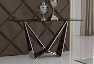 AMAYA - 150CM SMINKBORD/KONSOLBORD I ROSTFRITT STÅL/GLASSKIVA