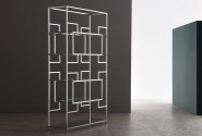 ALAWI - 115X202CM HYLLA I ROSTFRITT STÅL/GRÅTT GLAS