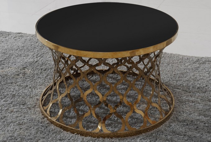 BETTYN - Ø70CM SOFFBORD M. SVART GLASSKIVA