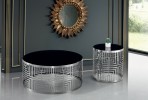 ASTANI - Ø48CM SOFFBORD I ROSTFRITT STÅL/SVART GLAS
