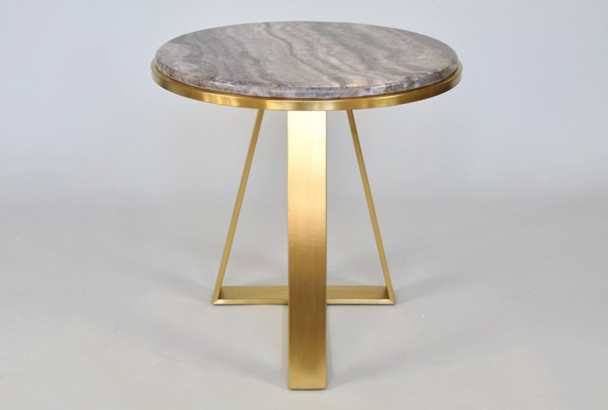 ARWENA - Ø50CM SOFFBORD I ROSTFRITT STÅL/MARMORSKIVA