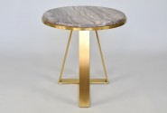 ARWENA - Ø50CM SOFFBORD I ROSTFRITT STÅL/MARMORSKIVA
