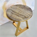 ARWENA - Ø50CM SOFFBORD I ROSTFRITT STÅL/MARMORSKIVA