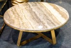 ARWENA - Ø100CM SOFFBORD I ROSTFRITT STÅL/MARMORSKIVA