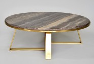 ARWENA - Ø100CM SOFFBORD I ROSTFRITT STÅL/MARMORSKIVA