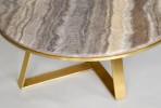 ARWENA - Ø100CM SOFFBORD I ROSTFRITT STÅL/MARMORSKIVA