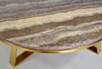 ARWENA - Ø100CM SOFFBORD I ROSTFRITT STÅL/MARMORSKIVA