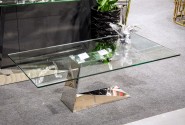 ARIELA - 130CM SOFFBORD I ROSTFRITT STÅL/GLASSKIVA