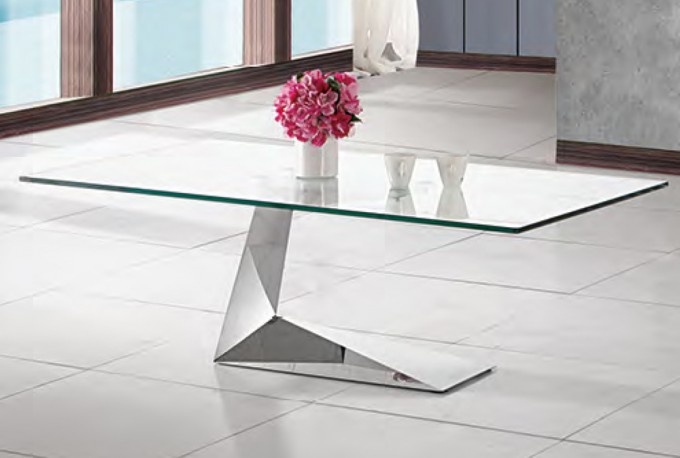 ARIELA - 130CM SOFFBORD I ROSTFRITT STÅL/GLASSKIVA