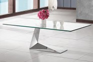 ARIELA - 130CM SOFFBORD I ROSTFRITT STÅL/GLASSKIVA