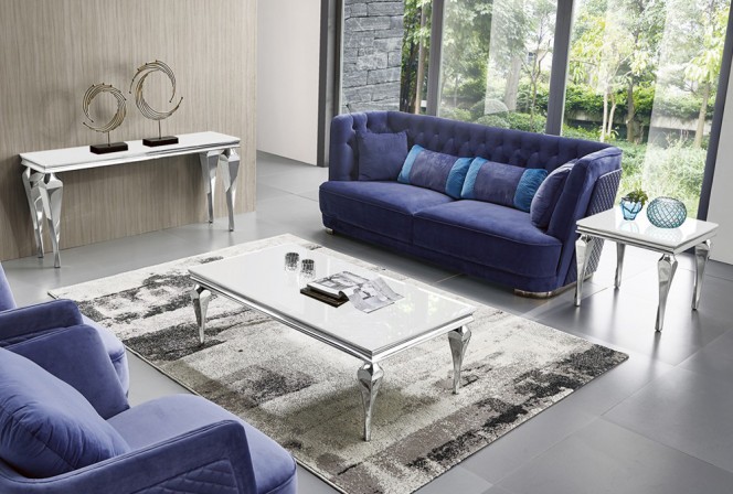 IOLA - 130X70CM SOFFBORD I SILVER/VITT GLAS 2