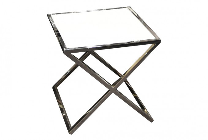TABO - 50X50CM SOFF/SIDOBORD I SILVER/TRANSPARENT