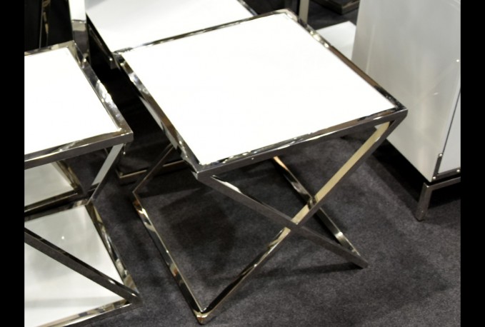 TABO - 50X50CM SOFF/SIDOBORD I SILVER/TRANSPARENT