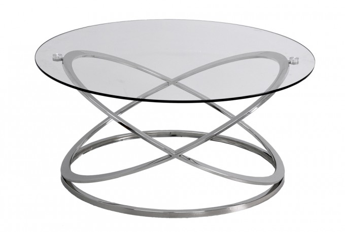 EAKPA - Ø100CM SOFFBORD I ROSTFRITT STÅL/GLAS