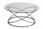 EAKPA - Ø100CM SOFFBORD I ROSTFRITT STÅL/GLAS