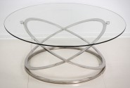 EAKPA - Ø100CM SOFFBORD I ROSTFRITT STÅL/GLAS