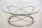 EAKPA - Ø100CM SOFFBORD I ROSTFRITT STÅL/GLAS