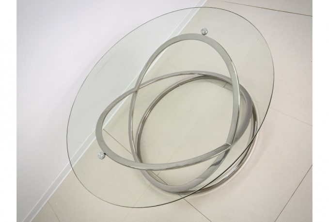 EAKPA - Ø100CM SOFFBORD I ROSTFRITT STÅL/GLAS
