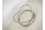 EAKPA - Ø100CM SOFFBORD I ROSTFRITT STÅL/GLAS