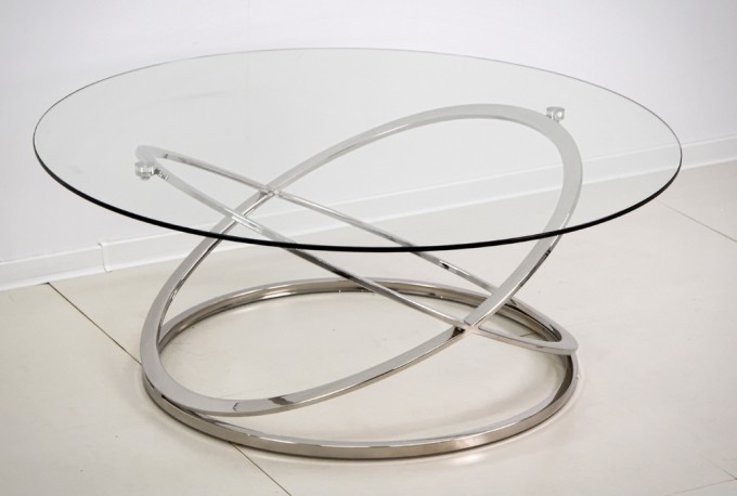 EAKPA - Ø100CM SOFFBORD I ROSTFRITT STÅL/GLAS