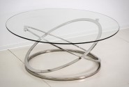 EAKPA - Ø100CM SOFFBORD I ROSTFRITT STÅL/GLAS