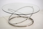 EAKPA - Ø100CM SOFFBORD I ROSTFRITT STÅL/GLAS