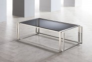 JORDAN -130CM SILVER SOFFBORD M. MÖRKT GLAS