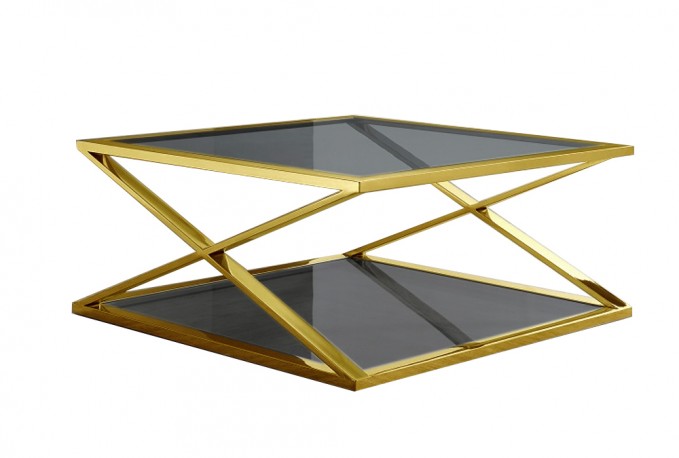 FASTULV - 100X100CM GULD SOFFBORD M. MÖRK GLASSKIVA