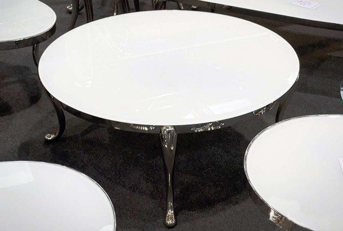 ODENDISA -Ø100CM SILVER SOFFBORD M. VITT GLAS