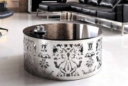 HILDING - Ø91CM SILVER SOFFBORD M. SVART GLASSKIVA