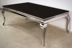 LUIS - 130CM SOFFBORD I SILVER/SVART GLAS