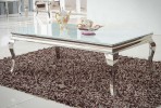 LUIS - 130CM SOFFBORD I SILVER/VITT GLAS