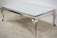 LUIS - 130CM SOFFBORD I SILVER/VITT GLAS