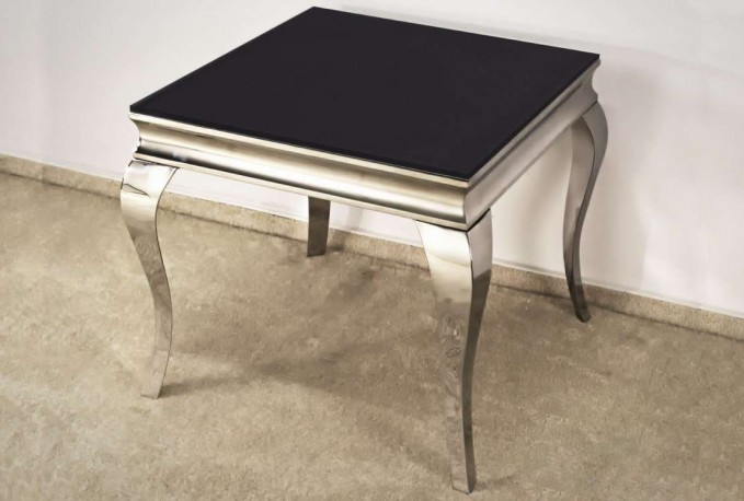 LUIS - 60X50CM SOFFBORD I SILVER/SVART GLAS