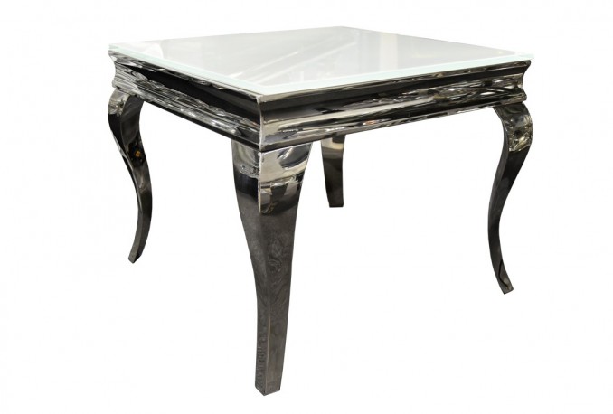 LUIS - 60X50CM SOFFBORD I SILVER/VITT GLAS