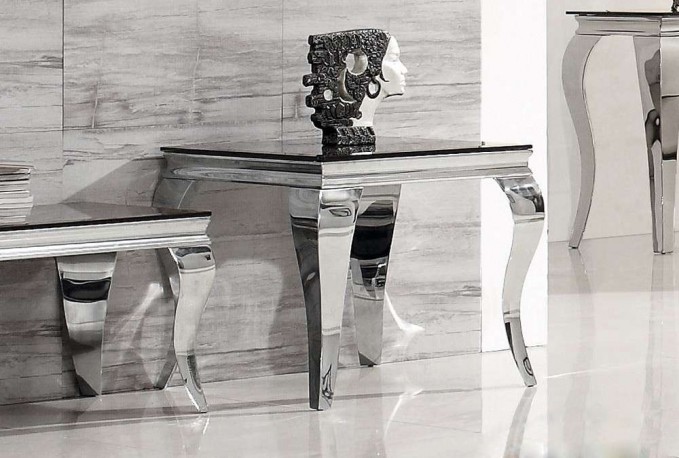 LUIS - 60X60CM SOFFBORD I SILVER/SVART GLAS