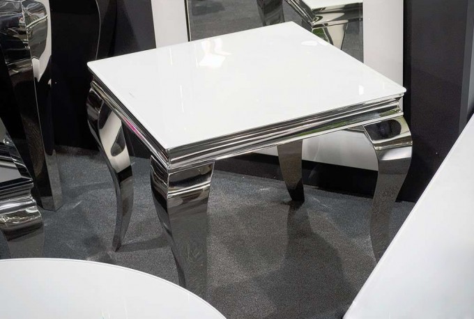 LUIS - 60X60CM SOFFBORD I SILVER/VITT GLAS