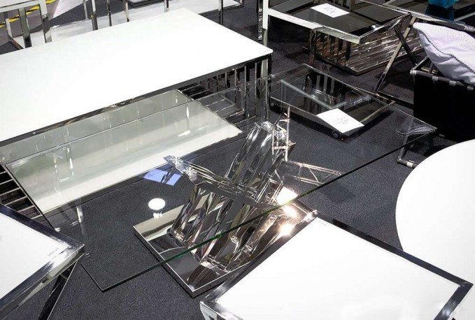 ELLIDA - 130CM SOFFBORD ROSTFRITT STÅL/TEMPERERAT GLAS