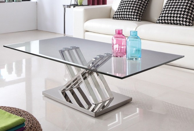 ELLIDA - 130CM SOFFBORD ROSTFRITT STÅL/TEMPERERAT GLAS