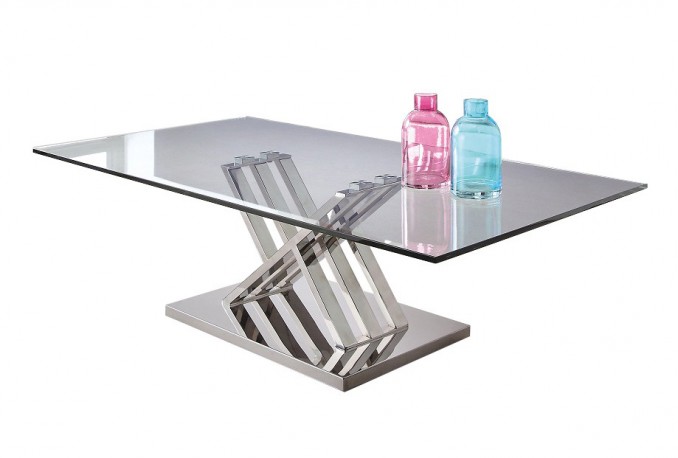 ELLIDA - 130CM SOFFBORD ROSTFRITT STÅL/TEMPERERAT GLAS